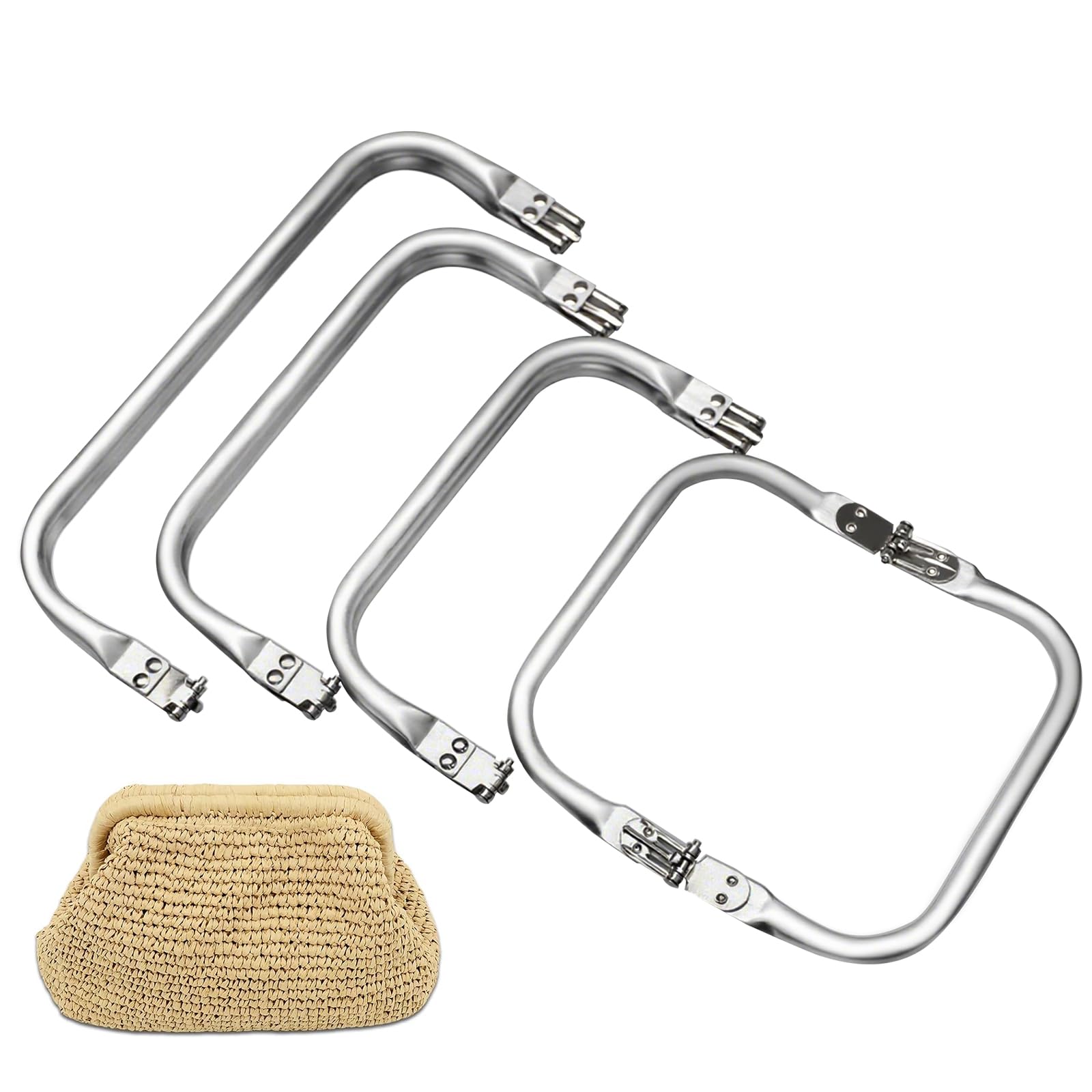 Juego de 4 Boquillas para Bolsos 16/20/22/25 cm Marco de Aluminio en U para Bolsos Monederos y Bolsas de Crochet Accesorios DIY para Fabricación de Bolsos