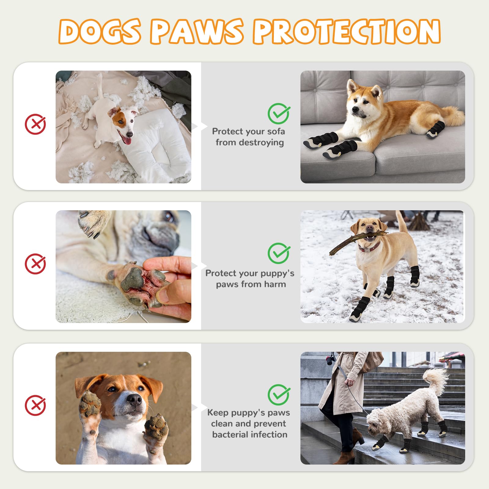 Chaussures d'hiver pour chiens de grande et moyenne taille - Bottes de neige pour chien et protecteurs de pattes pour éviter le léchage - Chaussures antidérapantes avec réfléchissantes pour trottoir