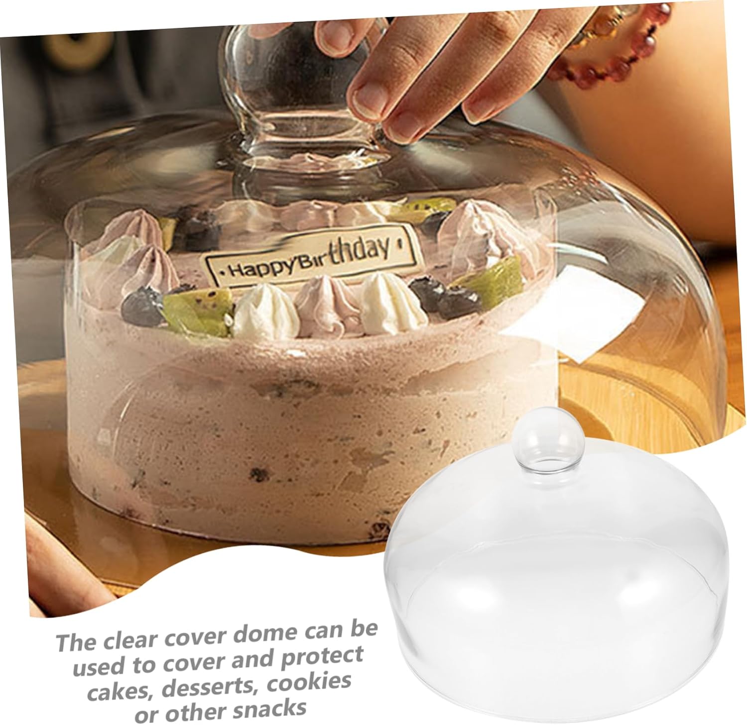 Food-Grade Glass Cake Dome Cover Lid 10-Inch Dessert Display Dome Dust-Proof Cake Protector for Parties and Events