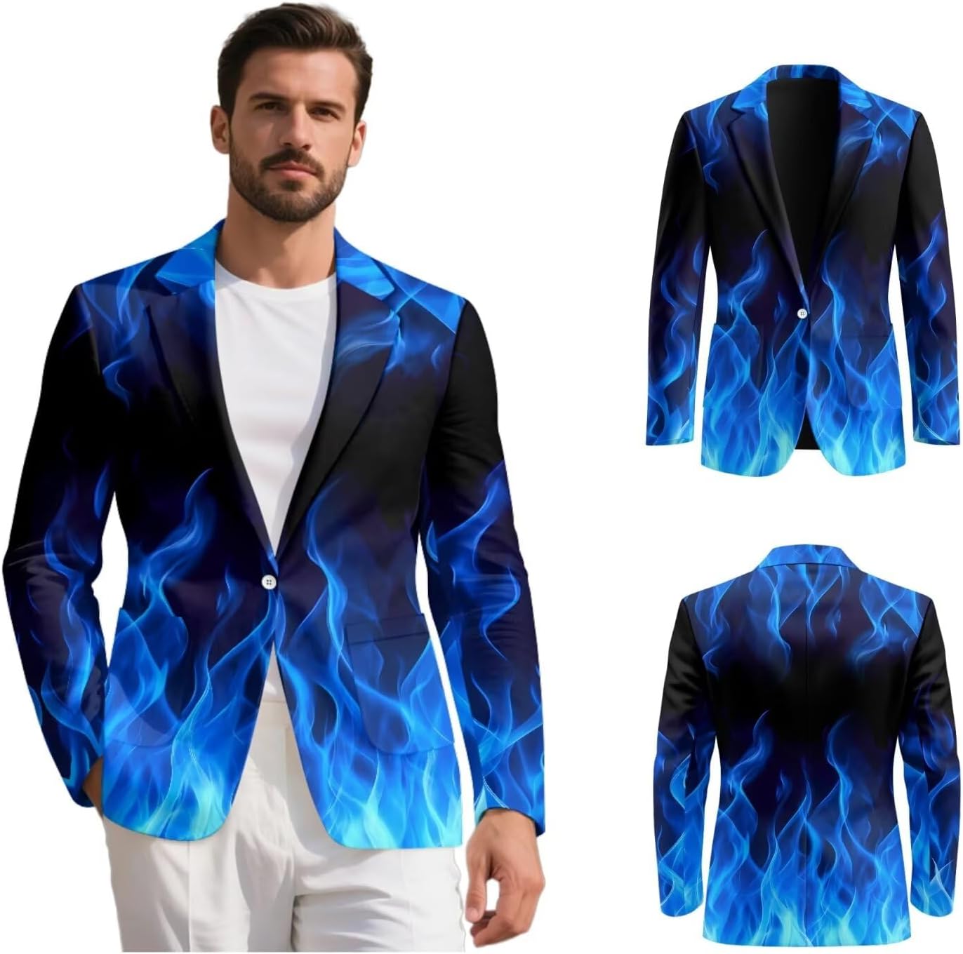 Mens Casual Blazer Loose Fit Tuxedo Formal Suit Jacket Lightweight Sports Coat Wedding Travel Work Blazer Outerwear