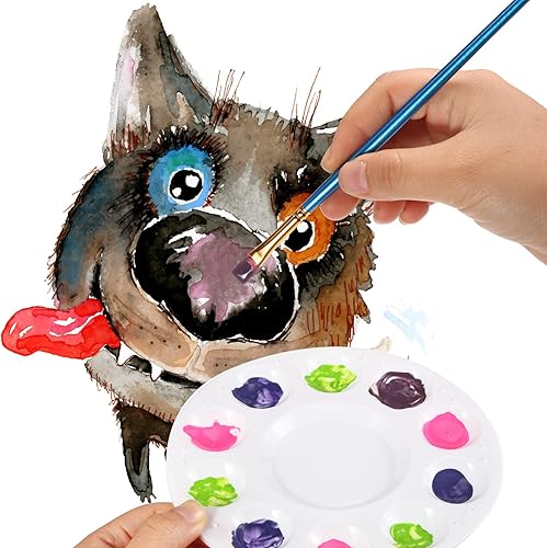 Miniatura 5 de Paletas redondas de pintura, paletas de plástico, bandeja de pintura de acuarela para niños, adultos, estudiantes, manualidades, suministros de