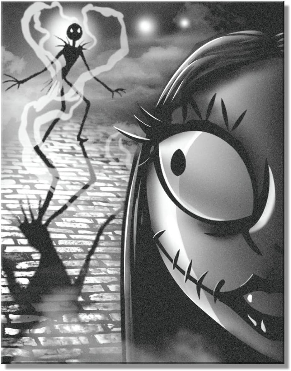 Desperate Enterprises Disney Nightmare Before Christmas Silhouette Tin Sign - Nostalgic Vintage Metal Wall Decor - Made in USA