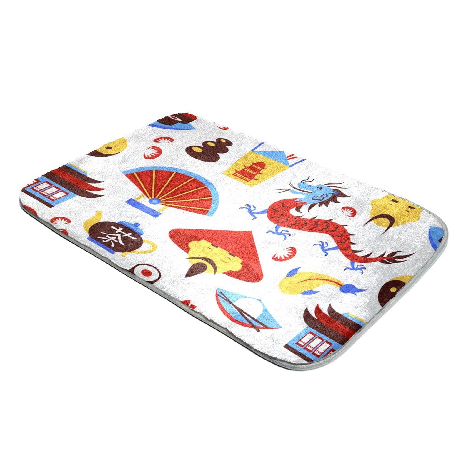 Tapis fausse fourrure dragon chinois grand format pour chambre et salon