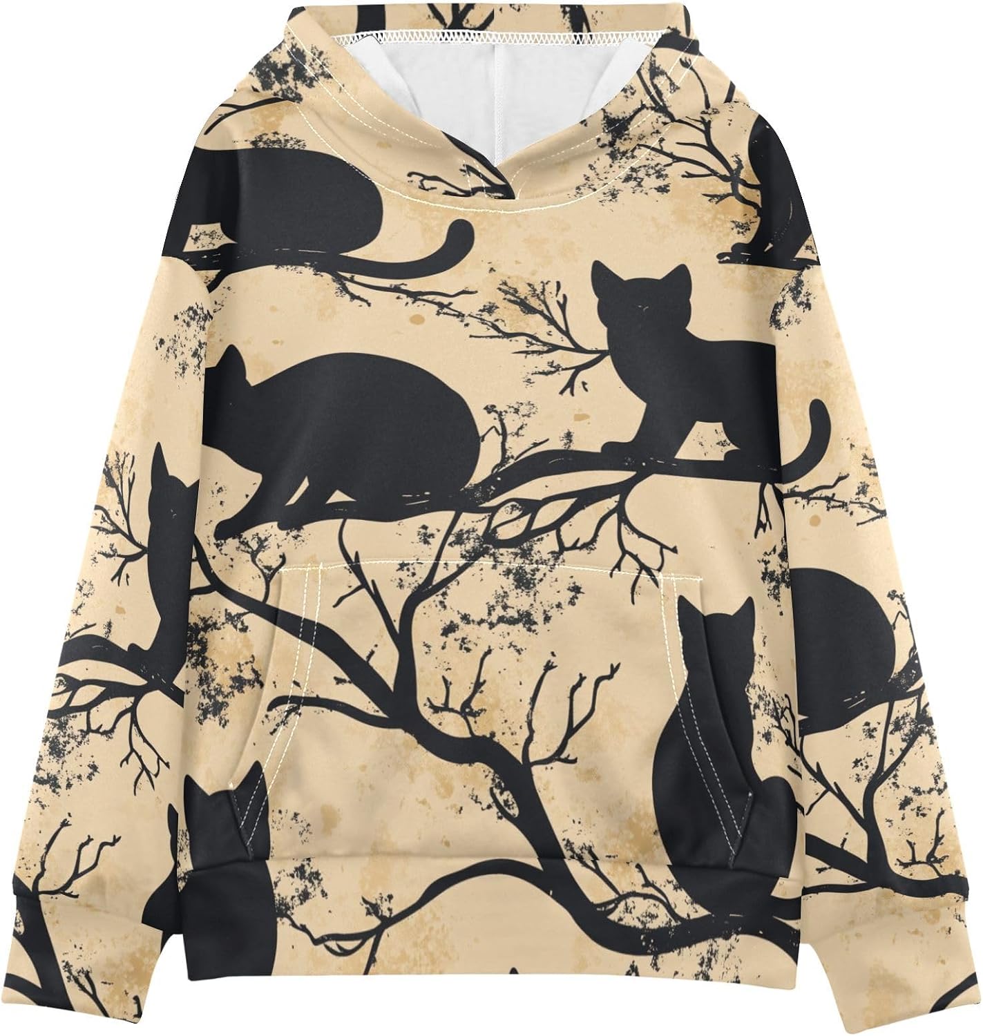 ZZXXB Cats Kids Sweatshirts Boys Girls Hooded Kangaroo Pocket Pullover Tops XS-XXL