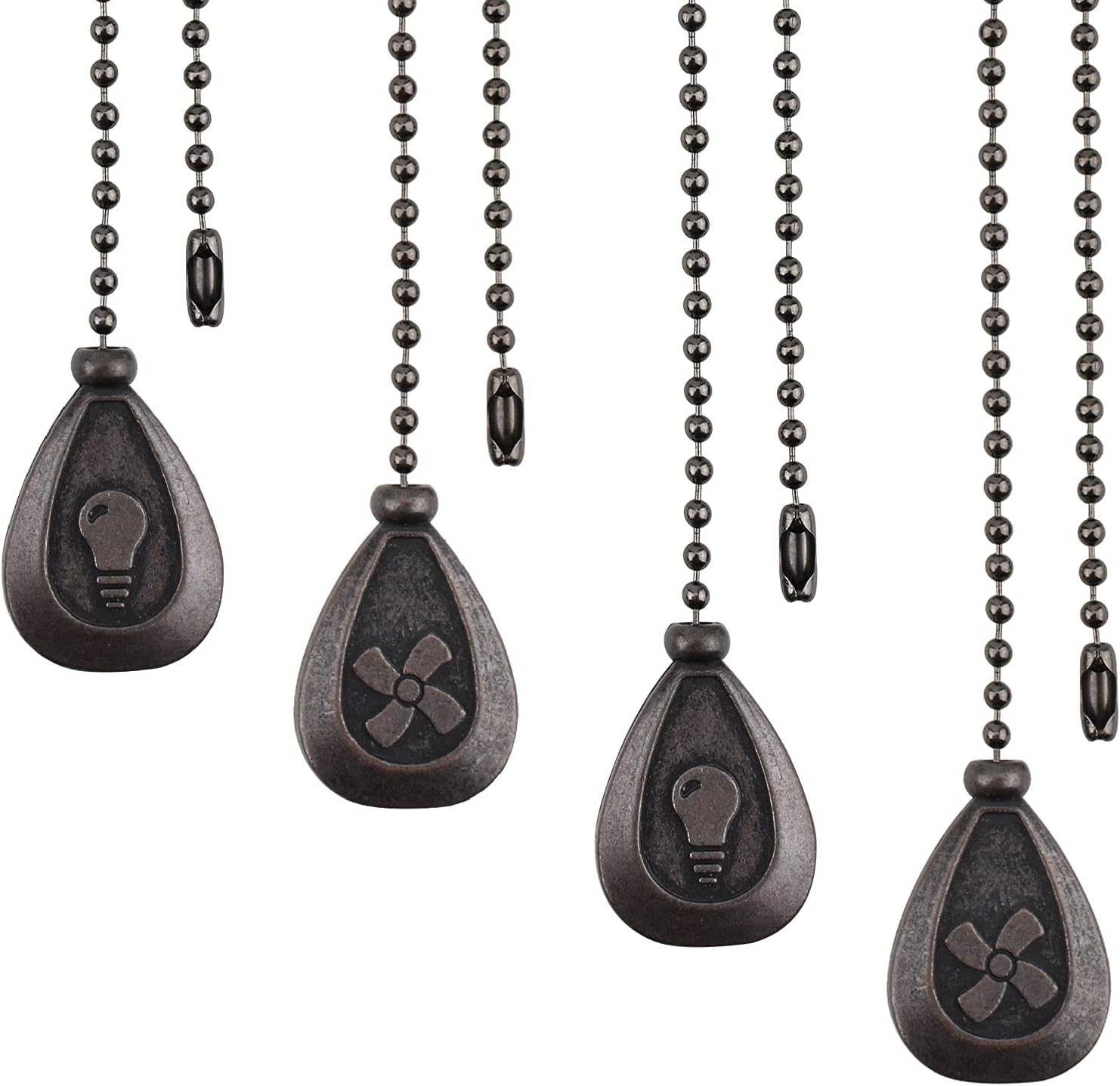 Morobor 4 Pcs Bronze Pull Chains Ceiling Fan Pull Chain Extension Fan