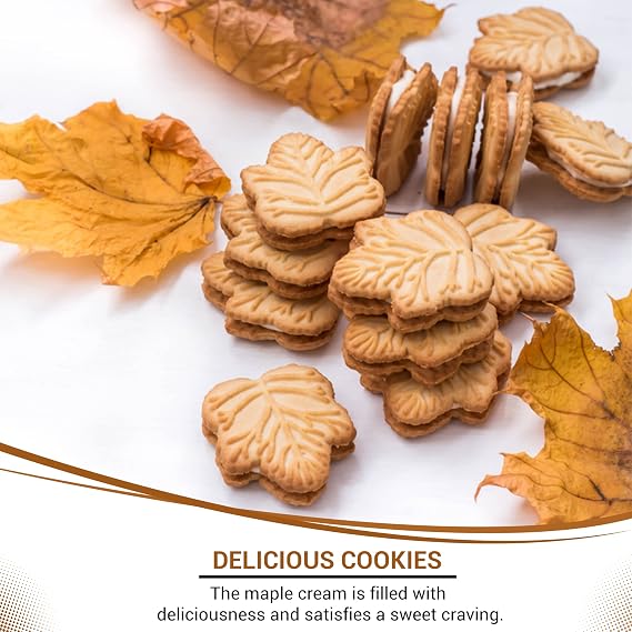 Turkey Hill Sugarbush 100% Pure Canadian Premium Maple Syrup Cream Filled Biscuits - Natural Maple Leaf Shape Delicious Cookies (2 Pack, Cream Cookies)