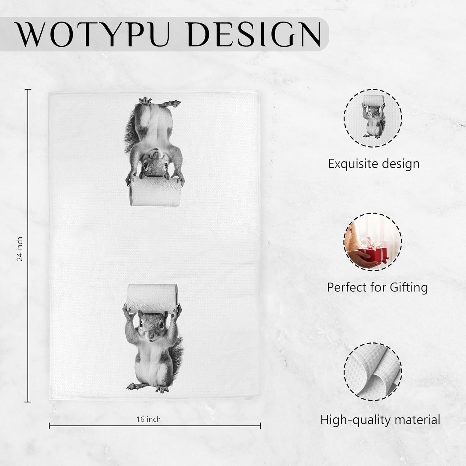 Squirrel Gifts Hand Towels for Bathroom, Squirrel Lovers Gifts, Squirrels Gifts Decorative Hand Towels for Kids Guest Bathroom Washroom Power Room Vanity Half Bath, 16X24 Inch - Image 6