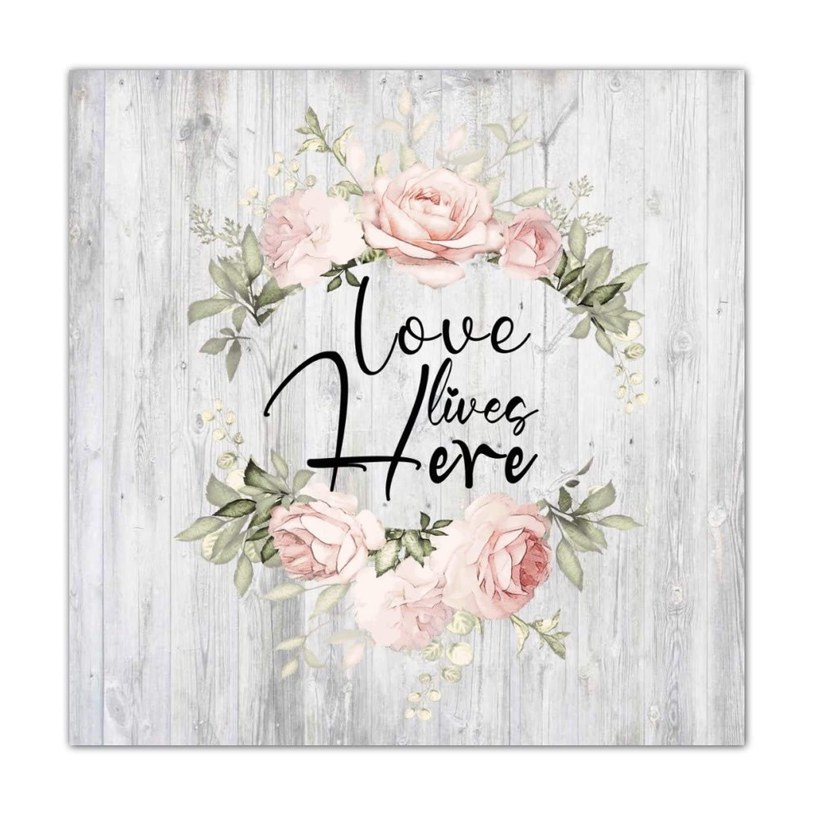 Panneau en bois suspendre 40 cm Love Lives Here finition vintage haut de gamme