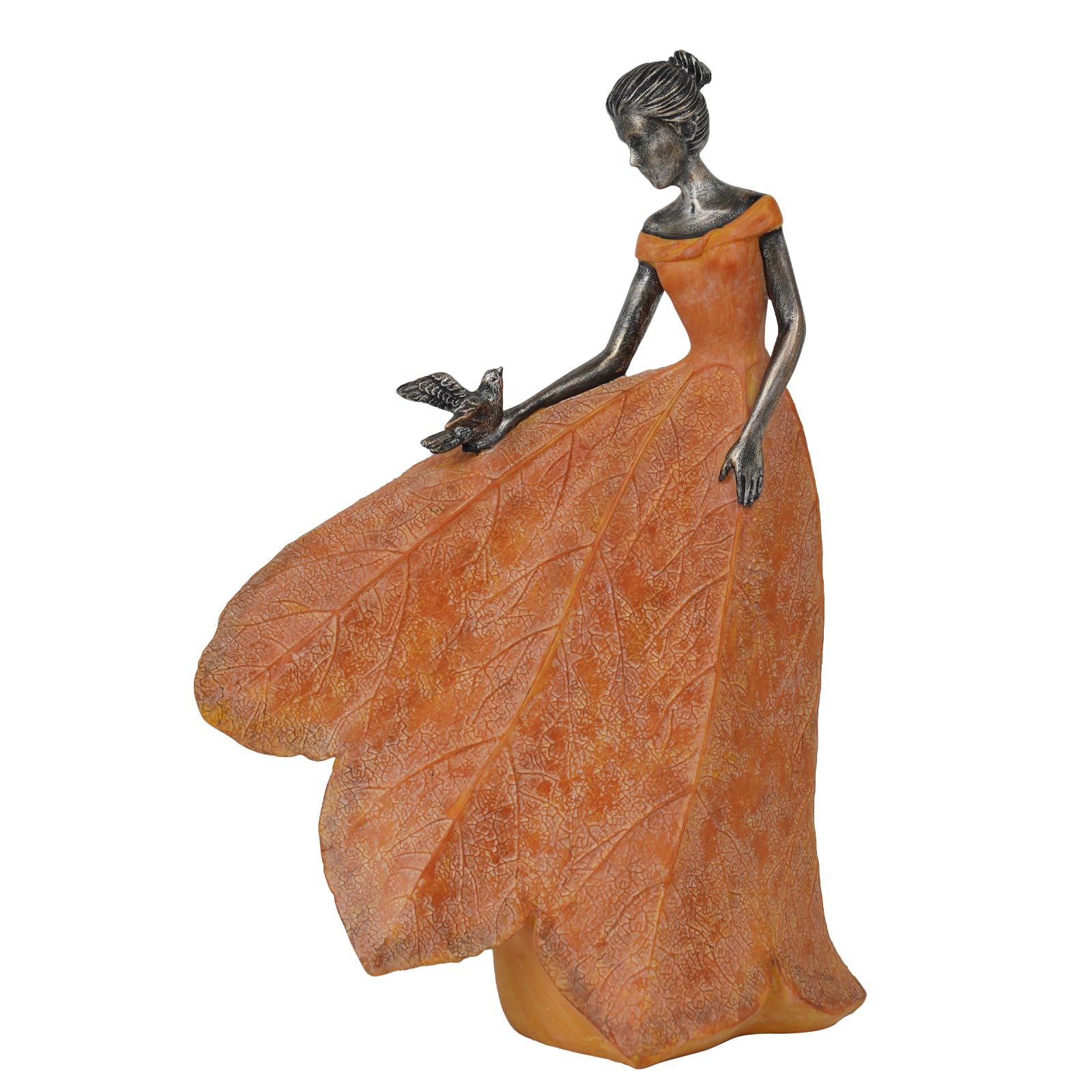 Guichifun Fairy Statue Collection Home Decoration - Orange Leaf Angel Girls Resin Fall Christmas Decor for Outside or Inside Rustic Garden Outdoor Yard Decorations Figurines Gift 8.5 x 5.25 x 12 Inch