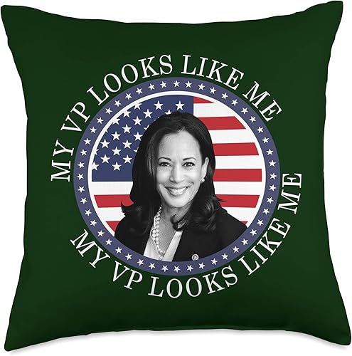 Vice President Kamala Harris Apparel My VP Looks Like Me First Woman Vice President Kamala Harris - Almohada de 18 x 18 pulgadas, multicolor Vice President Kamala Harris Apparel My VP Looks Like Me First Woman Vice President Kamala Harris - Almohada de 18 x 18 pulgadas, multicolor