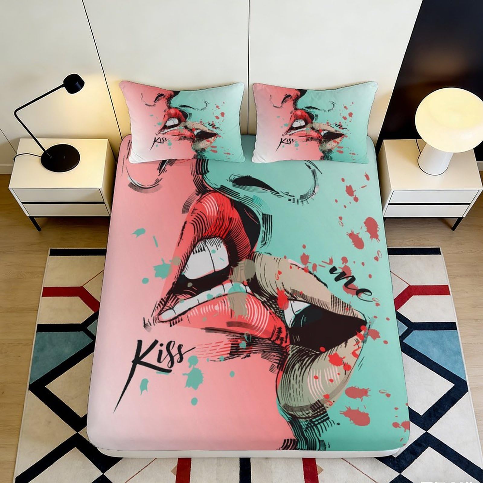 3D Printed Galaxy Skull Fitted Sheet Microfiber Deep Pocket Bedroom Bedding Universe Pattern Mattress Fitted Cover Non-Slip Washable 160x200x25cm
