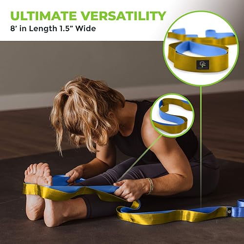 Miniatura 5 de Gradient Fitness Correa elástica para terapia física, 12 correas elásticas de múltiples bucles de 1.5 pulgadas de ancho x 8 pies de largo, asas de