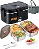 Eocolz Electric Lunch Box Food Heater 100W, Food Warmer with Dual Container 1.8L Portable Heated Lunch Box for Car Truck Work Stainless Steel Fork & Spoon 1224110V Adult Lonchera Eléctrica