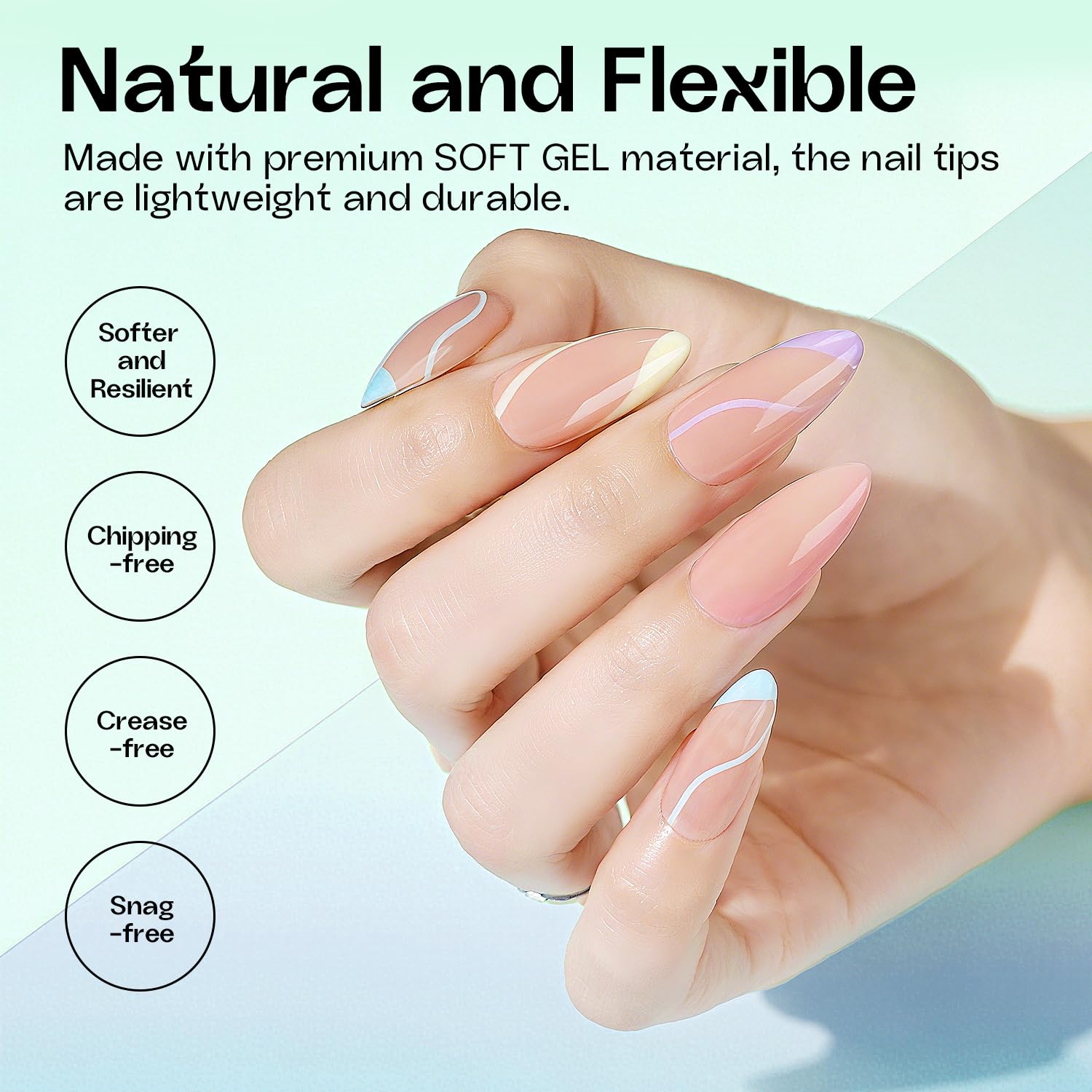 330 unghie finte a mandorla media, 15 misure, in acrilico, pre-limate, extra lunghe, per donne, manicure fai da te, qualità da salone, non necessita di limatura