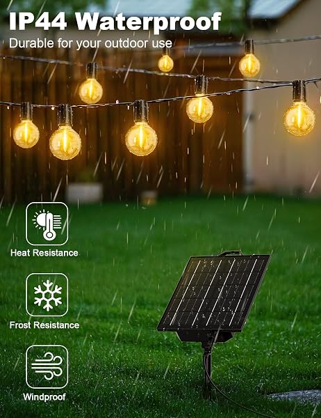 FIFlying Guirnaldas Luces Exterior Solar, 17.1M/56.1Ft Lámparas Solares de Jardín Luces con 24+1 G40 Bombillas, 8 Modos Impermeable Guirnalda Solares para Jardín, Terraza, Navidad, Fiesta - 5