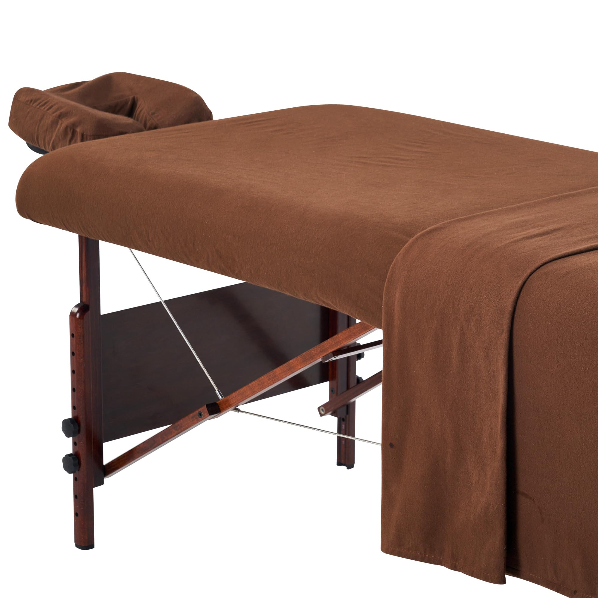 Master Massage flanela zestaw 3-częściowy pokrowiec z płótna, prześcieradło, poszewka na poduszkę na stół do masażu, bawełna – brązowa