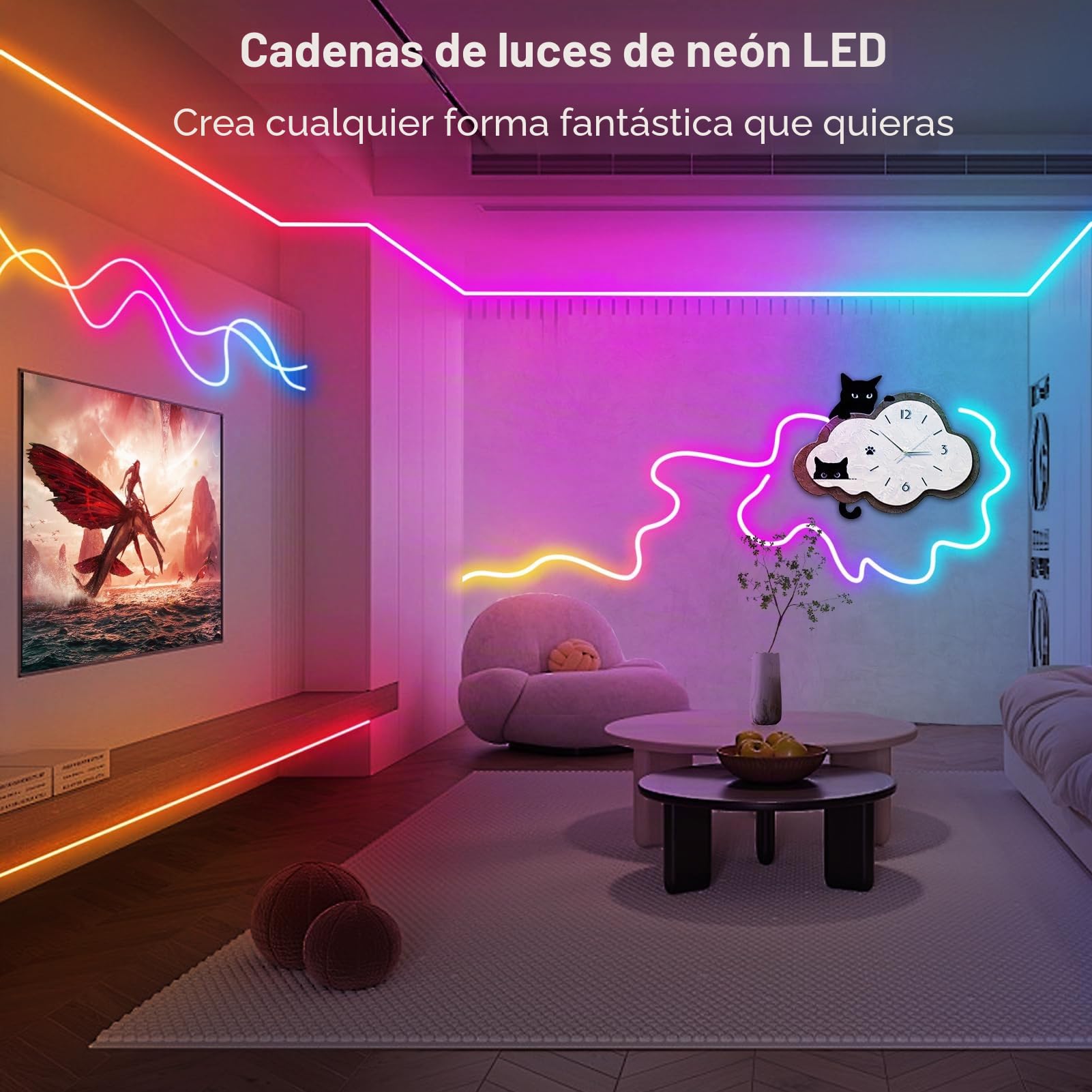 CCILAND LED Neon Strip 10M RGB LED Light 24V Smart Colour Changing Lights APP with Remote Control,DIY Silicone,High Brightness,Music Sync Ultra Flexible for Bedroom Living Room Decor (RGB)