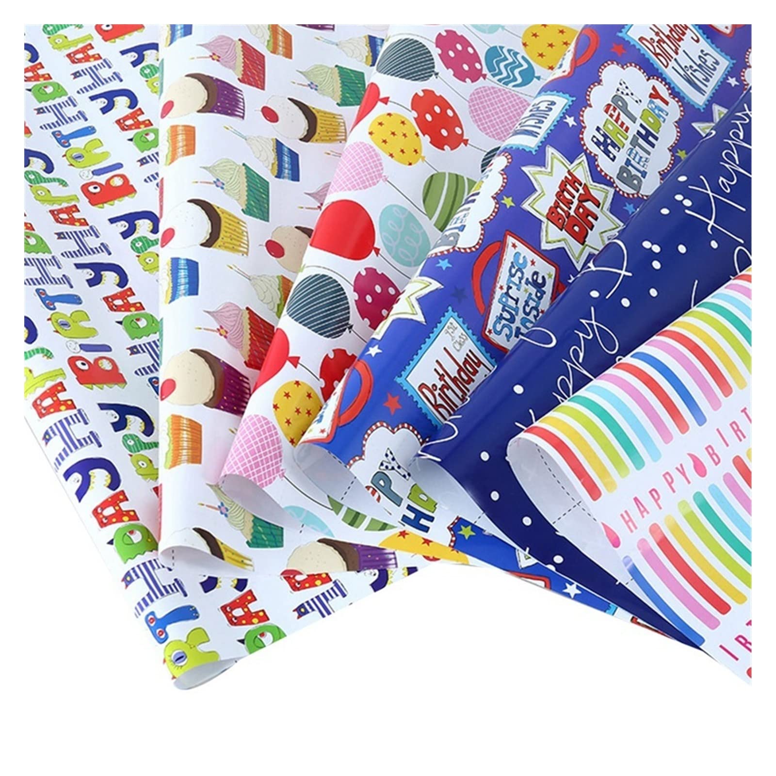 Zestaw 6 arkuszy papieru do pakowania, na papier do pakowania urodzinowego, papier do pakowania prezentów, papier do pakowania prezentów (Color : Blue2, Size : 19.68 * 27.56in)