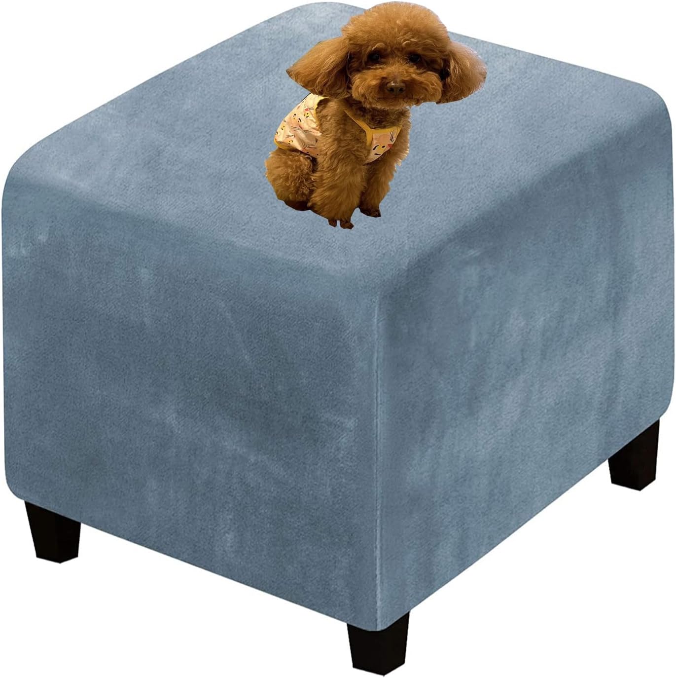 Stretch Square Ottoman Cover 40x40x15 inch Velvet Ottoman Cover Slipcover 14"-40"(Small/Medium/Large) Full Size Options Square Footstool Cover Protector,Camel,36"x36"x16