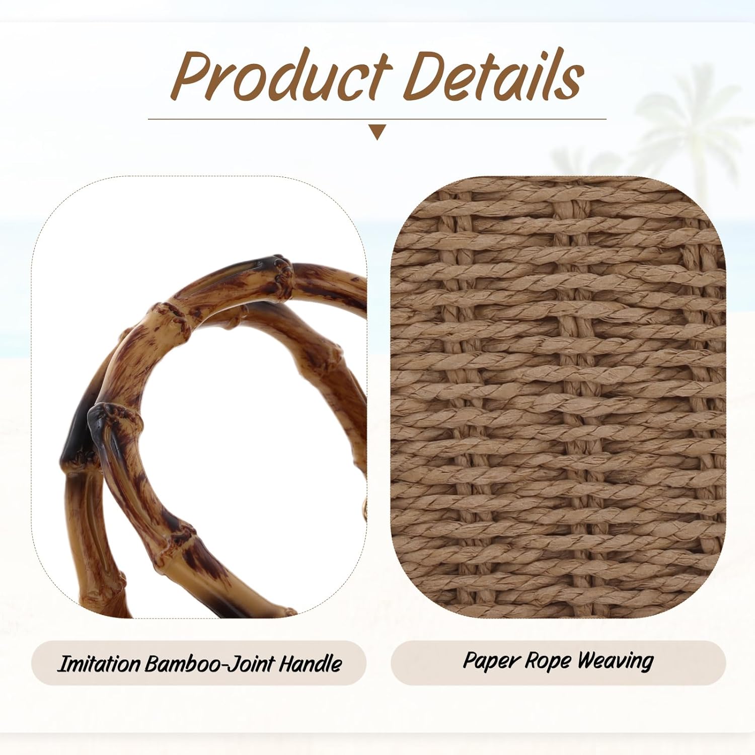 Oweisong Wicker Rattan Bag for Women Summer Beach Woven Straw Handbag | Bamboo Handle, Square Tote Bag, Basket Purse, for Vacation, with Chain