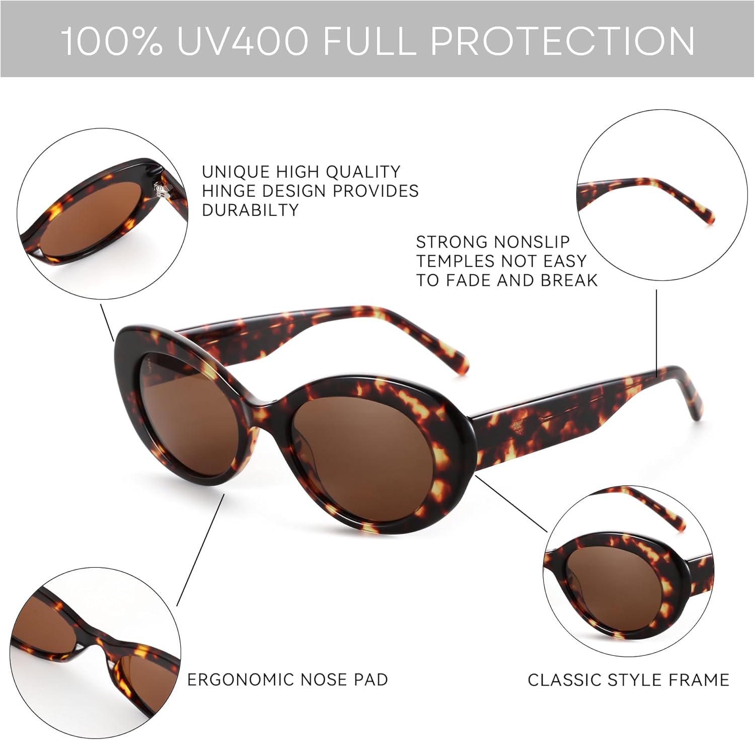 ZENOTTIC Polarized Sunglasses Women Oval: Trendy Shades for Ladies - Retro Classic Sun Glasses UV400 Protection - Image 5