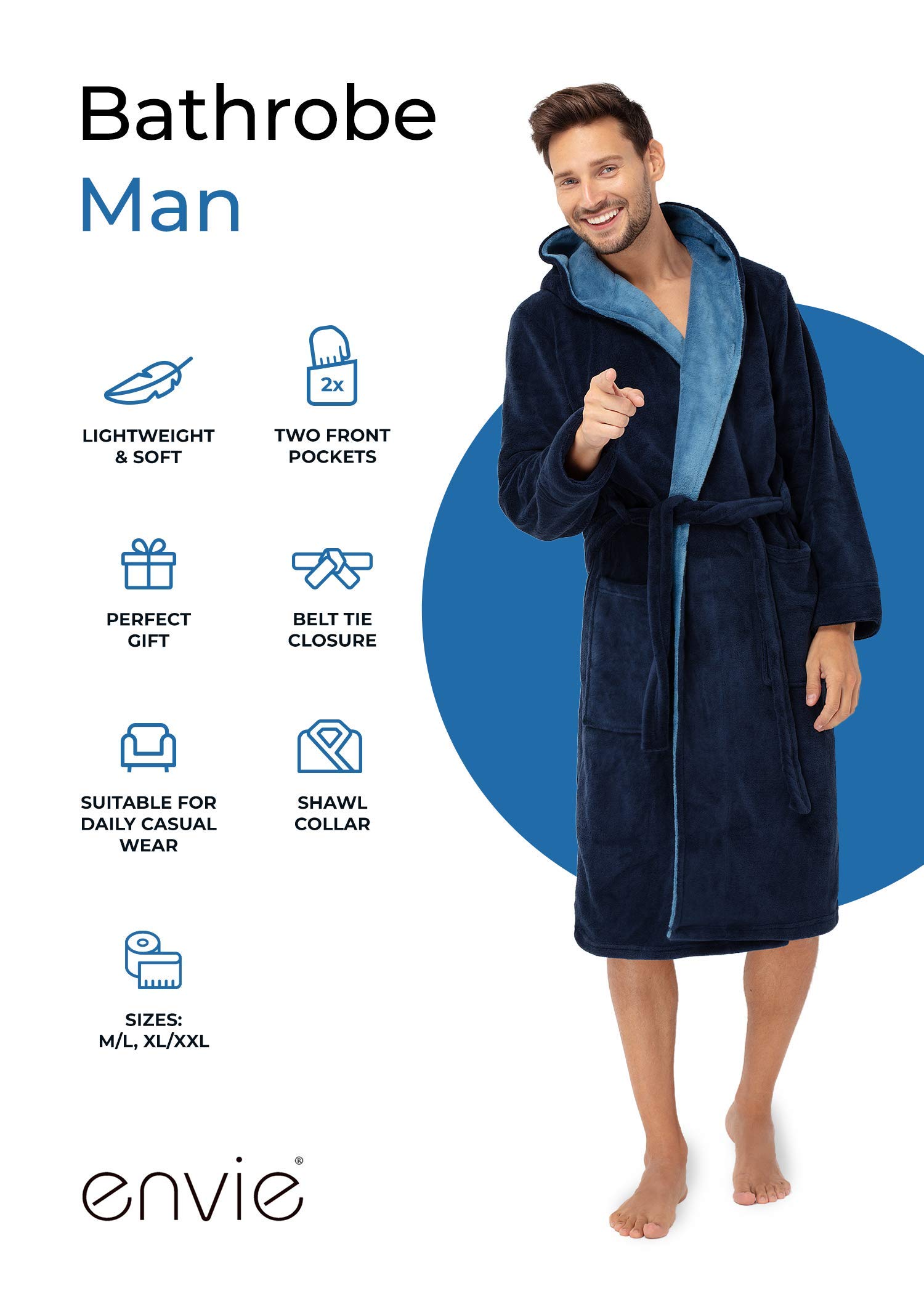 Envie - Adam - Albornoz con capucha para hombre