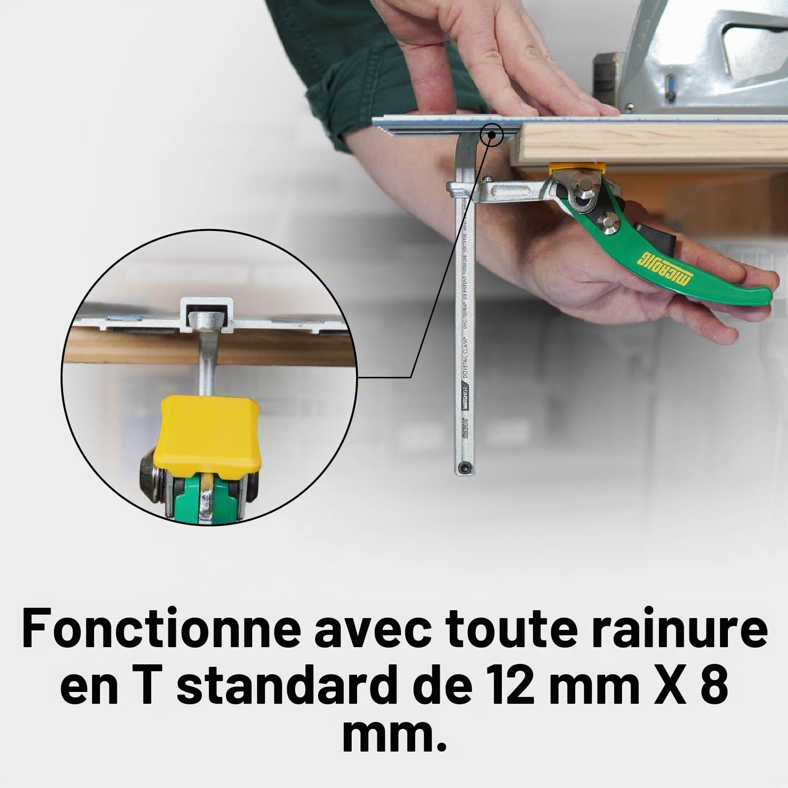 Microjig Matchfit DVC-700RAP Pince à cliquet à queue d'aronde pour établi