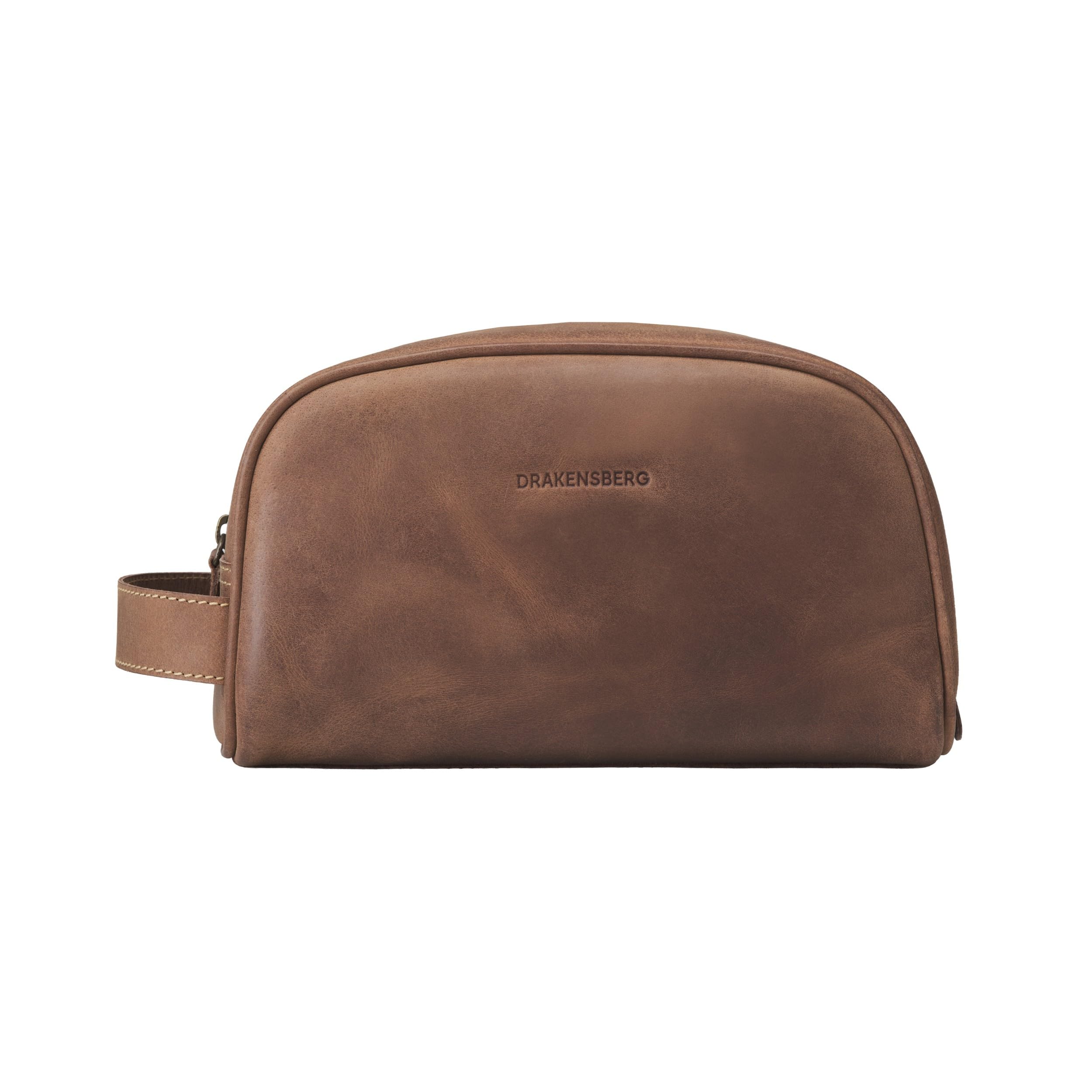DRAKENSBERG Beauty case in pelle 'Theo' – Elegante borsa da viaggio Necessaire, da uomo, fatto a mano, Premium Vintage, 5 l, Cannella marrone, Beauty case
