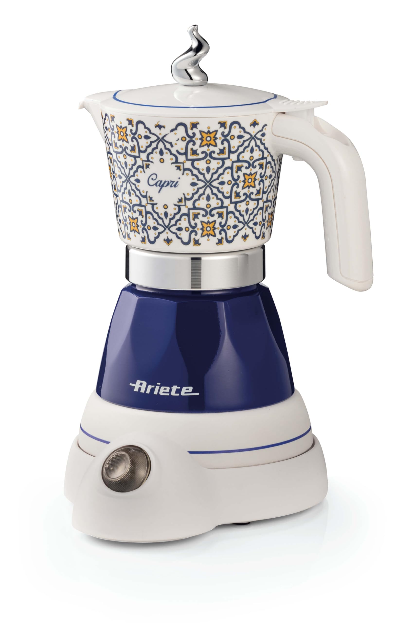 Ariete 1358/1C Moka Aroma Capri, moca eléctrica, 400 W, 2/4 tazas, inalámbrico, apagado automático, retención de temperatura