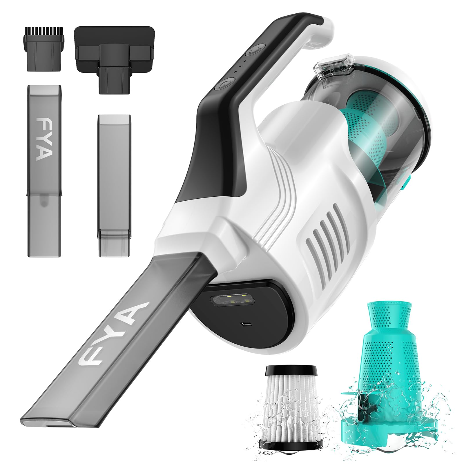 FYA 5-in-1 Wireless Handheld Vacuum Car Vacuum Cleaner with LED Light for Home, 10kpa Powerful Suction Lightweight Portable Vacuum for Pet, Cordless Vacuum for Carpet Stairs Pet Hair Deep Cleaning-picture-12