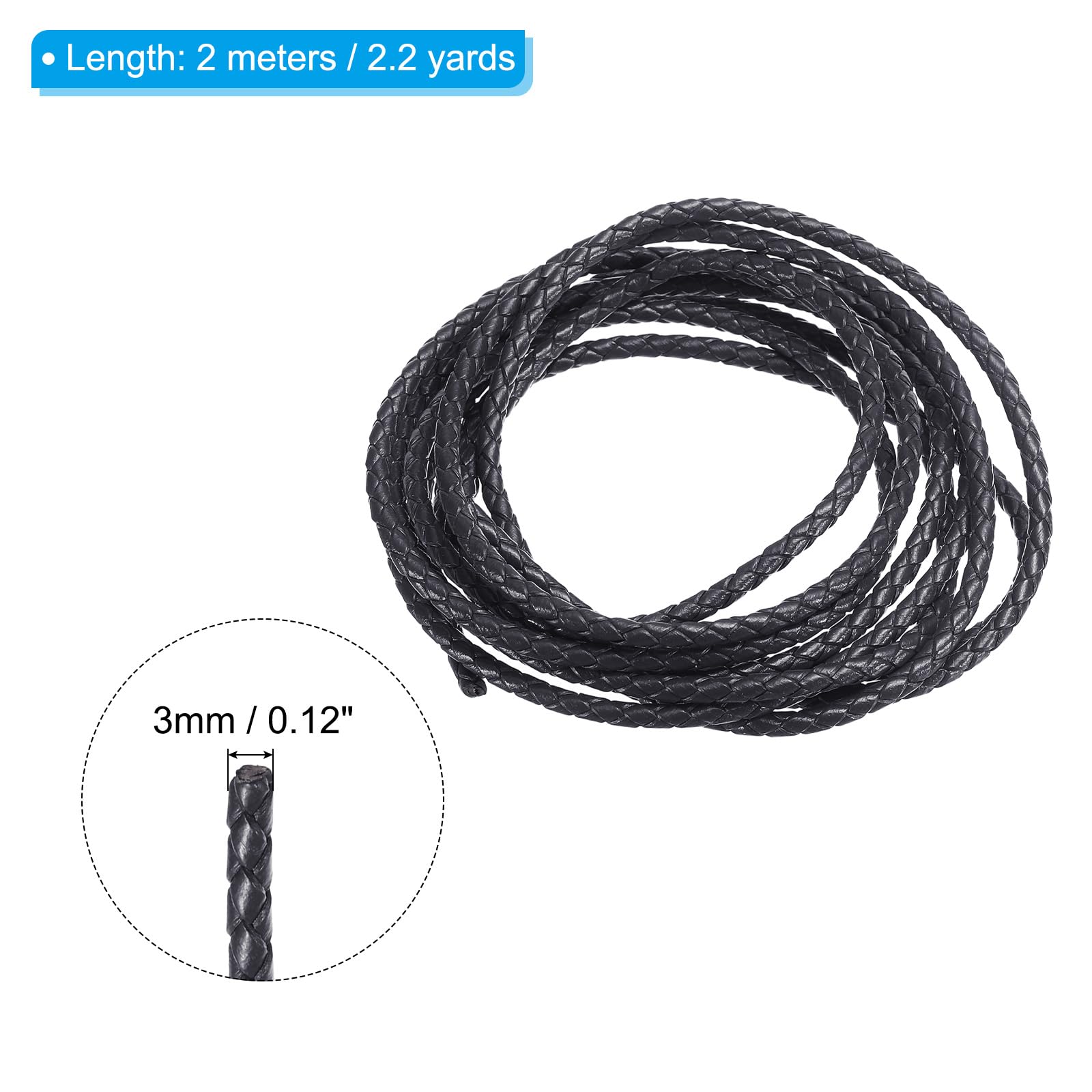 PATIKIL Round Braided Leather Cord - Image 2