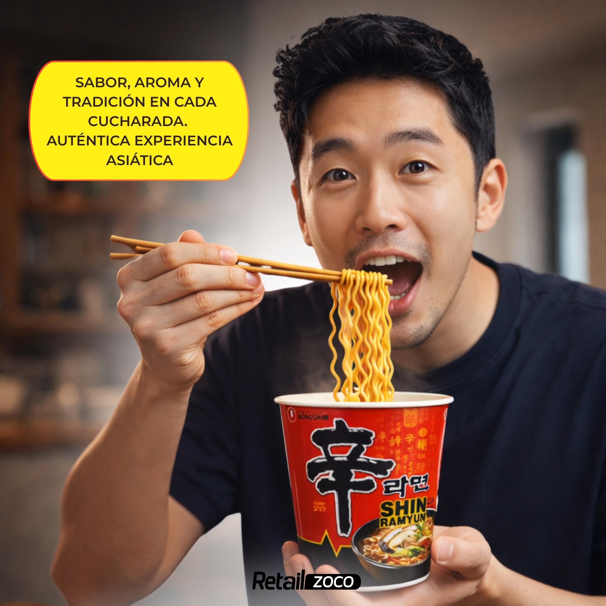 Ramen Picante Nongshin, Fideos Instantáneos Nong Shim Shin Ramyun, Instant Noodle Ramen Corea, Original Coreano, Agrega agua caliente y cocina por 5 minutos, Contiene 6 unidades de 68 g - imagen 5