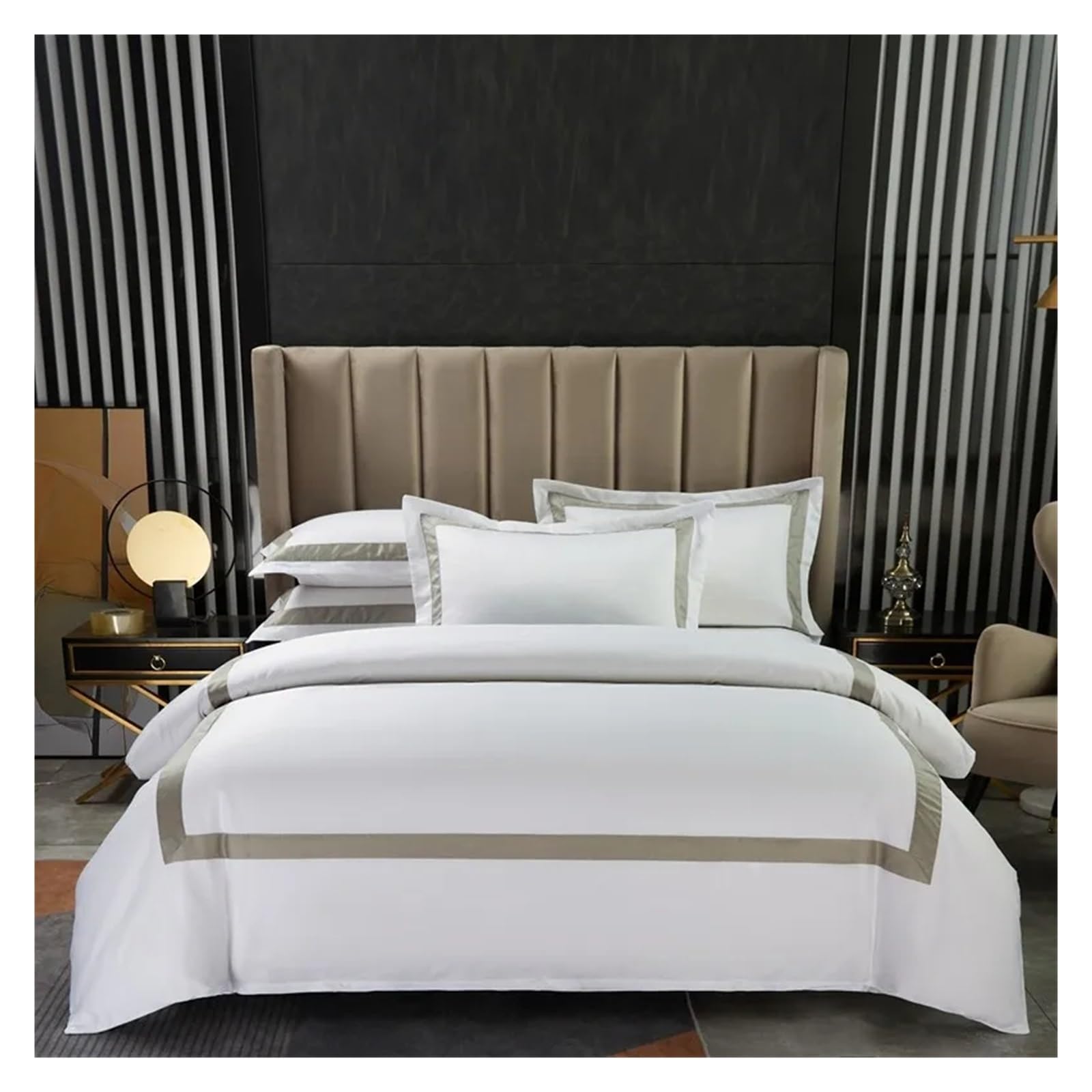 Ensemble de literie anti-plis en coton deluxe blanc 600TC pour un sommeil réparateur