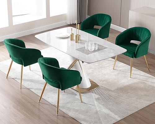 Miniatura 9 de KCC Silla de escritorio moderna de terciopelo, sillón tapizado, sillas de comedor, sillas de tocador copetudas, sillas laterales con patas de metal