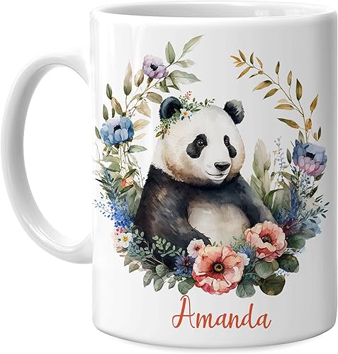 Hyturtle Taza de panda personalizada para niñas, hombres y mujeres, regalos de cumpleaños para amantes de los pandas, regalos de panda para mujeres,
