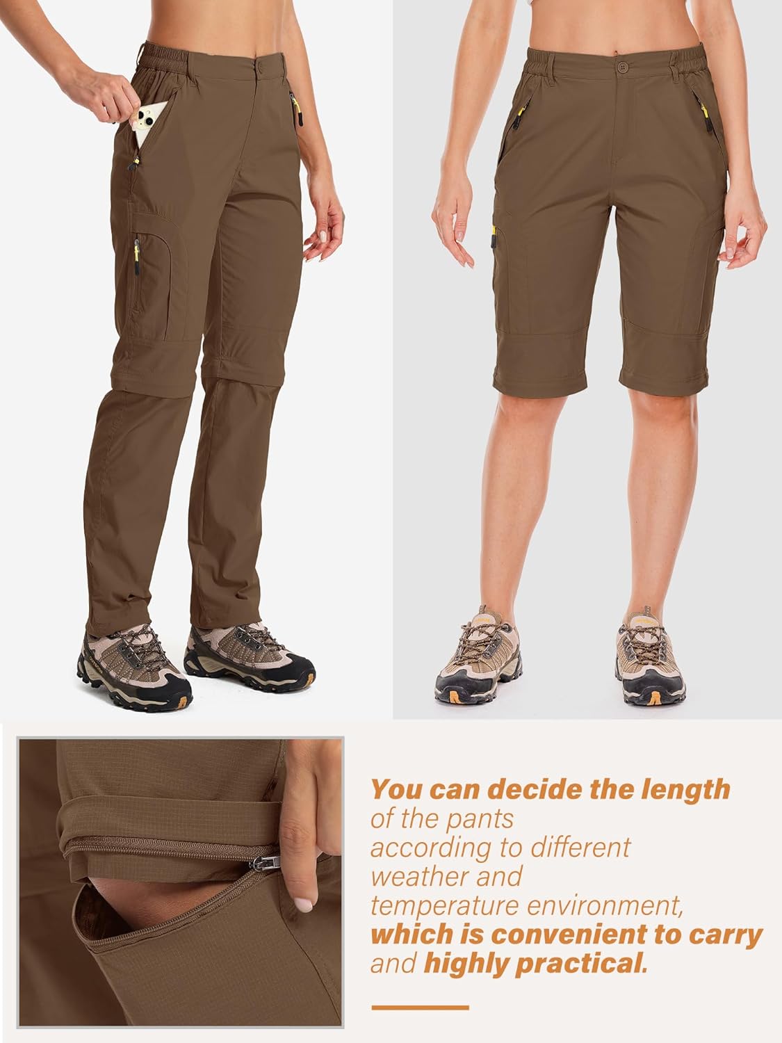 Women's Hiking Pants Convertible Quick Dry Stretch Lightweight Zip-Off Outdoor Fishing Travel Safari Pants - Image 3