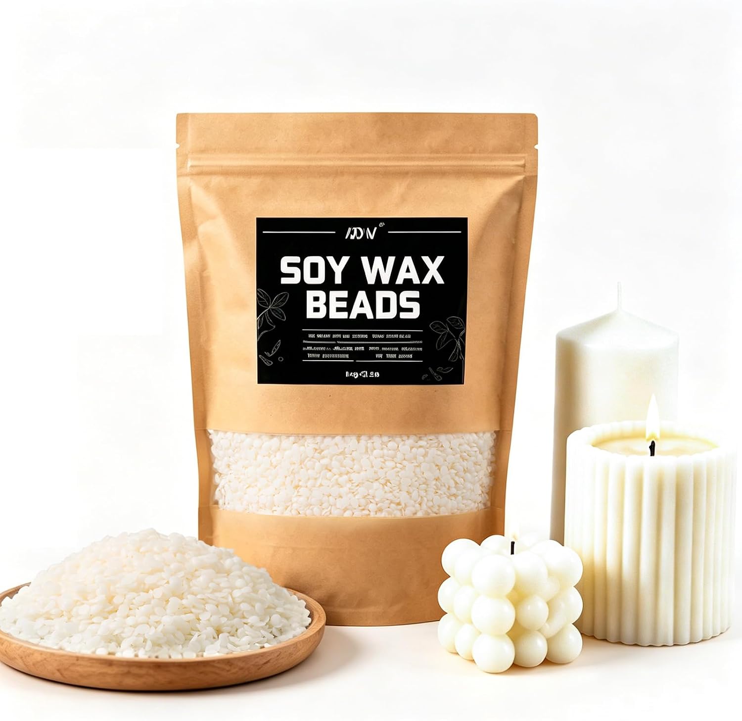 KDW Soy Wax Beads for Candle Making 2.2lb Bag Soy & White Beeswax Blend | Sculpture Wax Beads: Soy & Beeswax, Beginner-Friendly, Clean Long Burn for Intricate DIY Candles