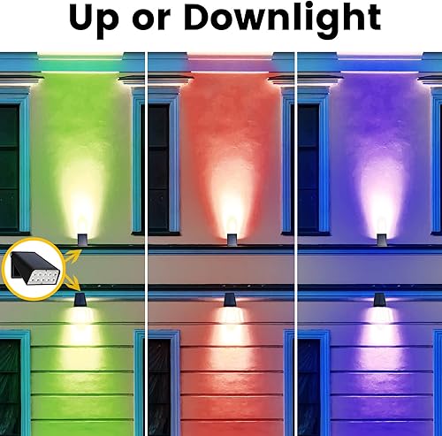 Miniatura 6 de GUYULUX Luces solares RGBW que cambian de color al aire libre, funciona con energía solar, luces de cubierta del atardecer al amanecer, 6 modos