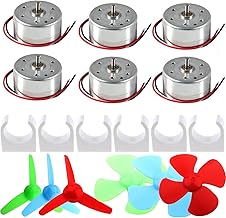 RUNCCI-YUN Set of 6 Mini Motors 3V-9V Mini Small Electric Motor 6500RPM with Mini Fan Blade and Plastic Motor Holder for DIY Educational Experiments