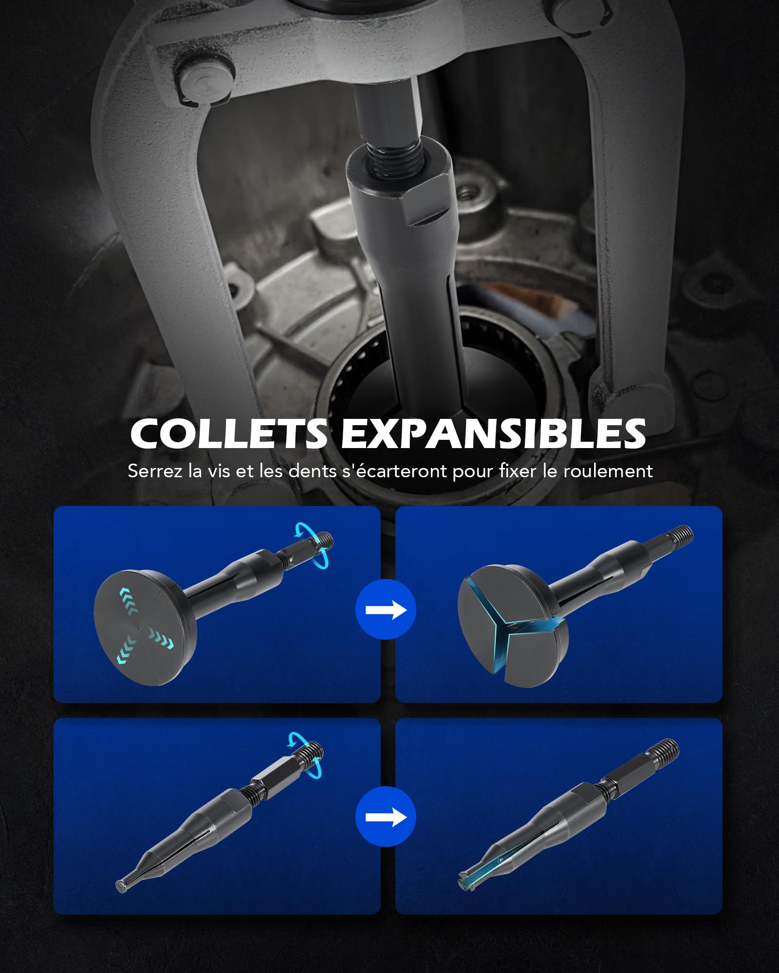 Orion Motor Tech Extracteur de Roulement Intérieur 16 Pièces, Kit d'Arrache Roulement avec Masse à Inertie et Contre-Appui, Extracteur de Roulement pour Trou Borgne (6 mm à 59 mm)