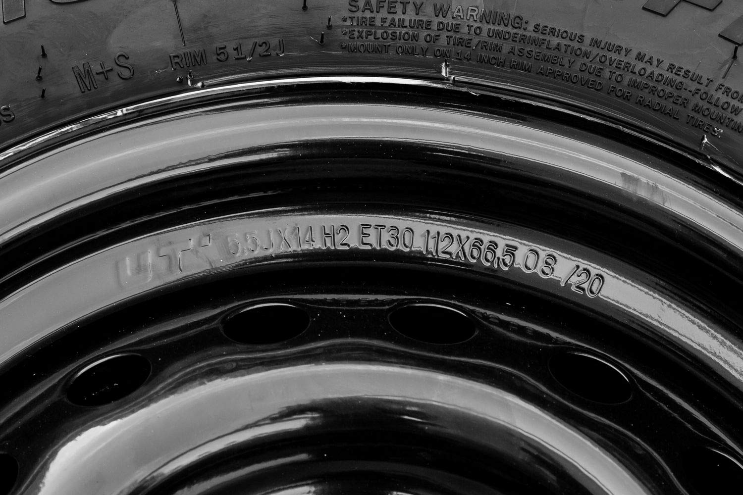 UNITRAILER Rueda para Remolque Pesado 185/80 R14C de Alta Estabilidad y 900 kg, Llanta de Acero Negra 5.5Jx14"H2 5x112 ET:30, Neumático Reforzado LINGLONG 104/102N