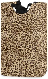 ALAZA Large Laundry Basket Leopard Print Animal Cheetah Laundry Bag Hamper Collapsible Oxford Cloth Stylish Home Storage Bin with Handles, 22.7 Inch