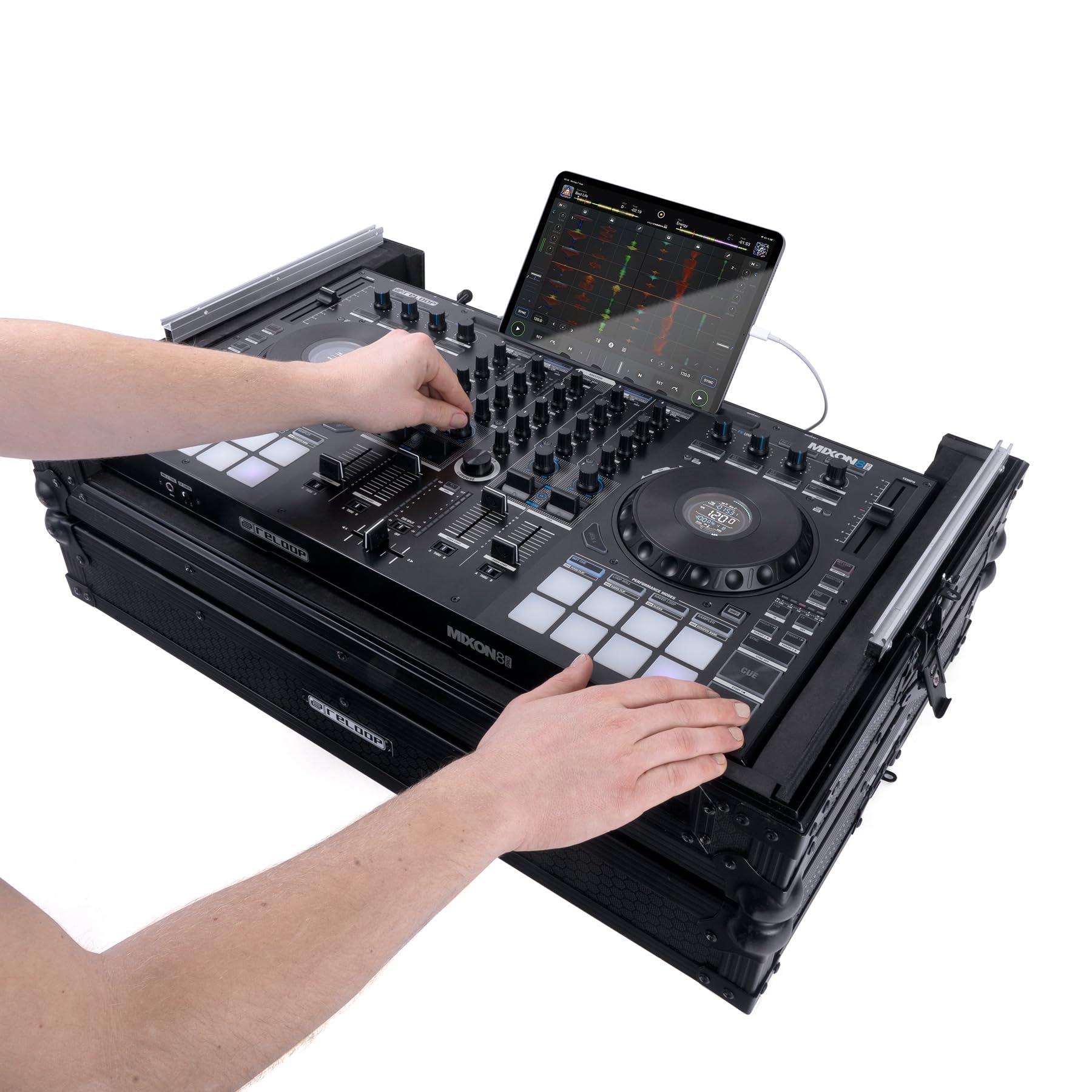 Reloop Premium Large Controller Case - Handgefertigtes DJ Controller Case aus robustem Holz und hochwertigem Aluminium