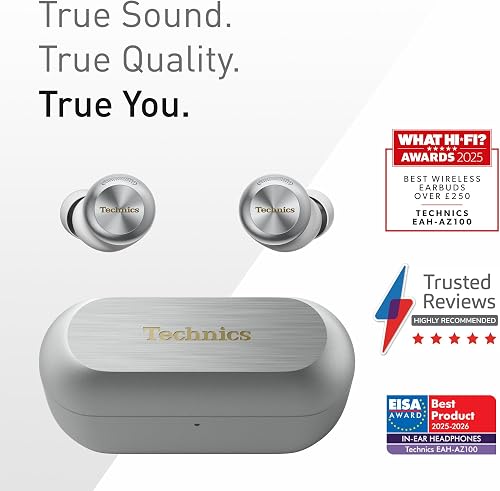 Technics EAH-AZ100E-S Auricolari Wireless con Cancellazione del Rumore, Bluetooth Multipoint, Voice Focus AI, Comode Cuffie In-Ear, Argento - 2