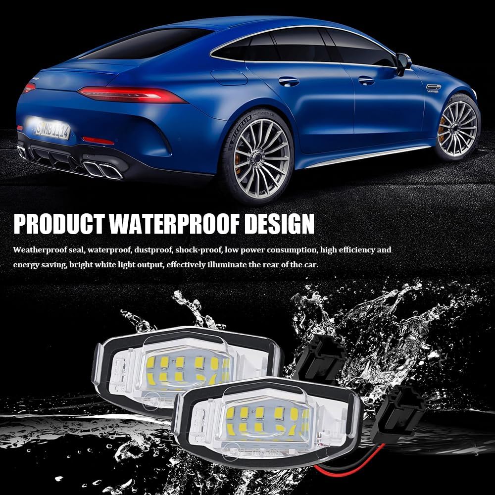 2PCS LED License Plate Light, Tag Lights for License Plate, Rear Tag Light Lamp, Car Accessories Super Bright 18-SMD LED Number Plate Lamps Fit for Honda Accord Odyssey Civic Pilot (6000K / White)