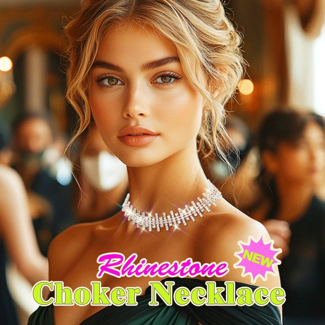 JAKAWIN Diamond Choker Necklace Silver Rhinestone Chokers Jewelry for Women - Image 3