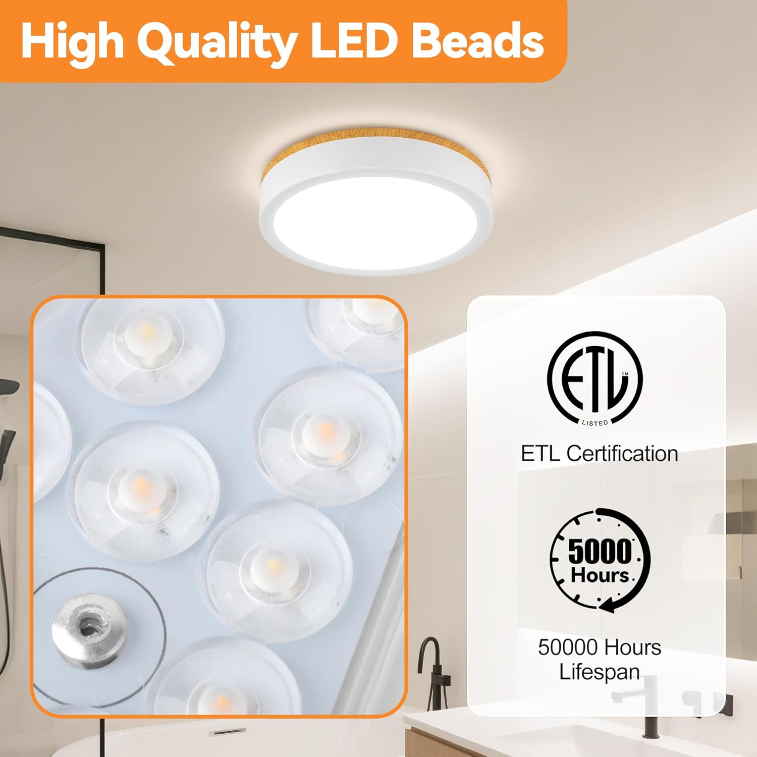 11" Flush Mount Ceiling Light, Minimalist Modern Wood Paint LED Ceiling Light with 5CCT 2700K-5000K, Dimmable LED Light Fixtures Ceiling Mount for Kitchen Bathroom Bedroom Hallway