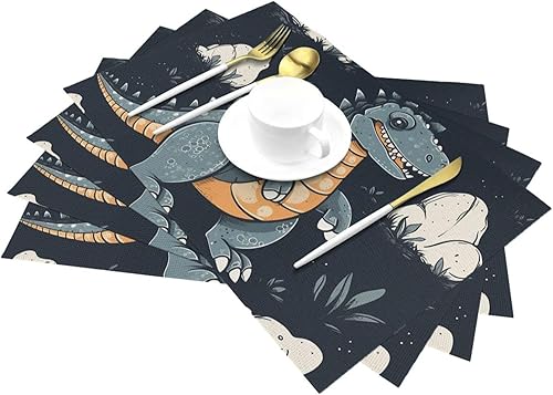 Miniatura 6 de 6 PCS PVC Placemats Set Place Mats Funny Dragon Non-Slip Weave Place Mats 12" x 18" Farmhouse Table Mat Set for Family Dinners Wedding Parties