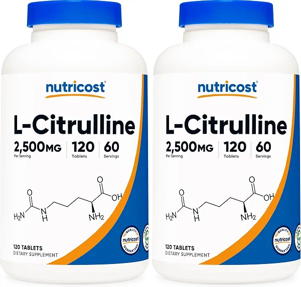 Nutricost L-Citrulline 2500mg Per Serving, 60 Servings, 1250mg Per Tablet, 120 Tabs - GMO-Free and Gluten Free Supplement (Pack of 2)
