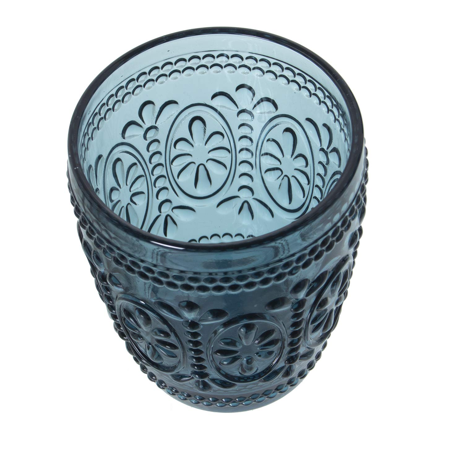 Set de 6 Vasos Bajos de Cristal de 270ml. Apto para Lavavajillas en Azul 8x10cm
